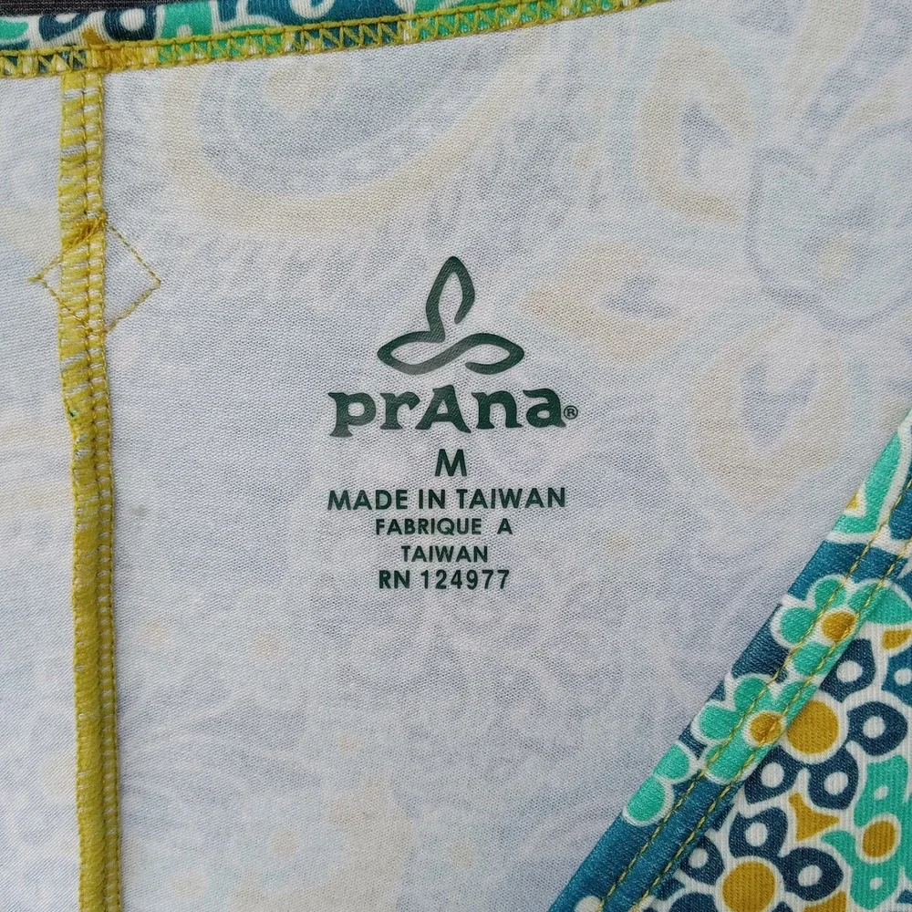 prAna Paisley Print Short Sleeve V Neck Dress Teal‎ Boho Festival Medium
